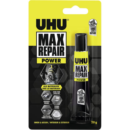 UHU Reparaturset Kleber + Powerkitt + Montageband Heimwerken Basteln Alleskleber