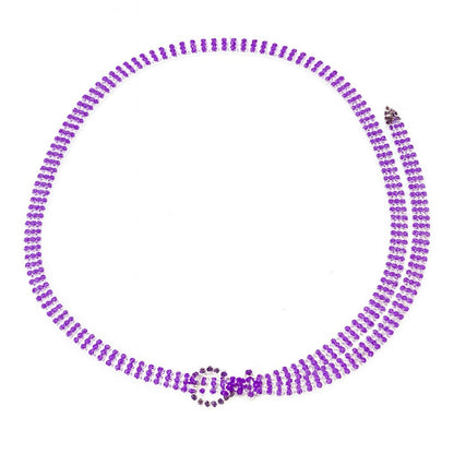 3er Set Gürtel/Bauchkette mit glitzer Steinen Strass lila blau grau Kette Taille