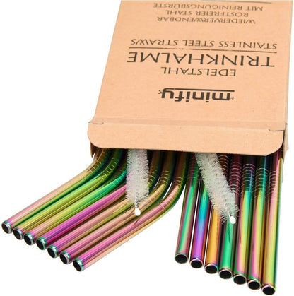 Edelstahl Trinkhalme 16 tlg. Regenbogen Strohhalm Rainbow Wiederverwendbar