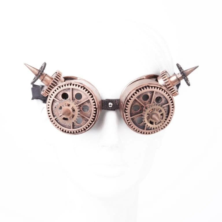 Steampunk Brille mit Zahnrädern u. Spitzen in Bronze Brillen Gothic Punk Cosplay
