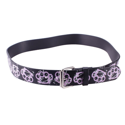 Gürtel Belt Schwarz/Rosa Schlagring Punk Rock Gothic Accessoire Festival Party 115cm