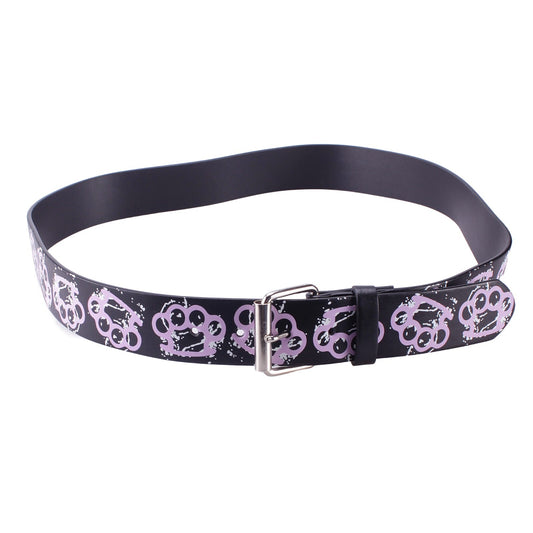 Gürtel Belt Schwarz/Rosa Schlagring Punk Rock Gothic Accessoire Festival Party 115cm