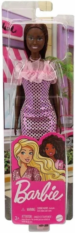 Mattel T7580 / HJR94 Barbie Puppe mit Pink Glitzer Kleid Polka Dots Mini Dress