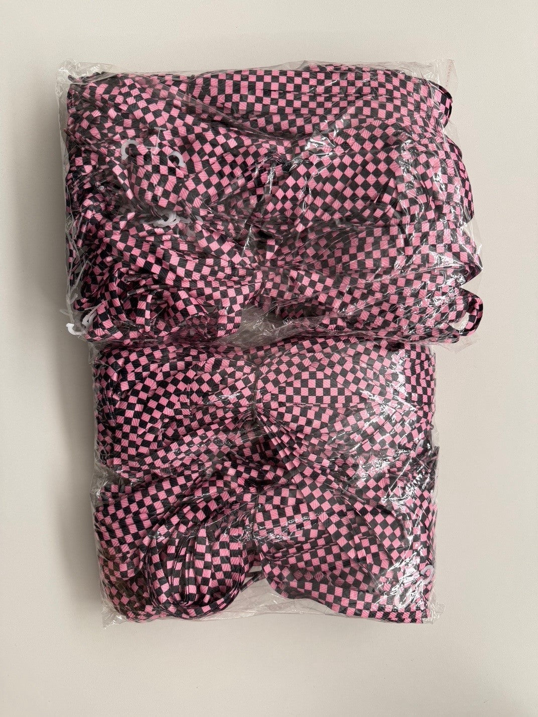 100 Paar Schnürsenkel Schwarz/Rosa Kariert Flachsenkel Sneaker Sportschuhe