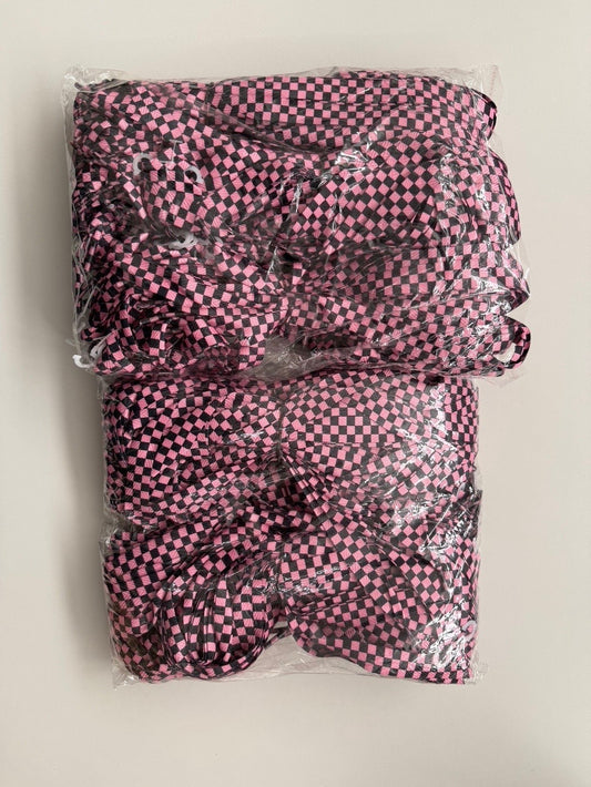 100 Paar Schnürsenkel Schwarz/Rosa Kariert Flachsenkel Sneaker Sportschuhe