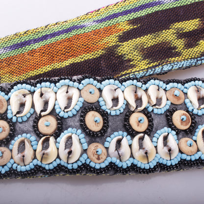 Muschelgürtel Blau/Schwarz Muscheln Perlen Gürtel Belt Boho Ibiza Hippie Coachella