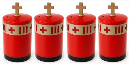 4 er Set Garbleuchte Kreuz Rot Grablampe Grablicht Grablaterne mit Nacht Sensor