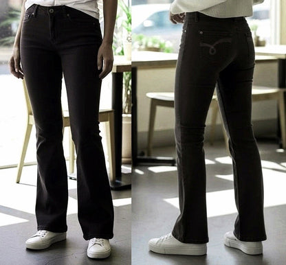 Bootcut Damen Jeans Schlaghose Flared Hüft Hose Black Denim Pants Größe 34-52