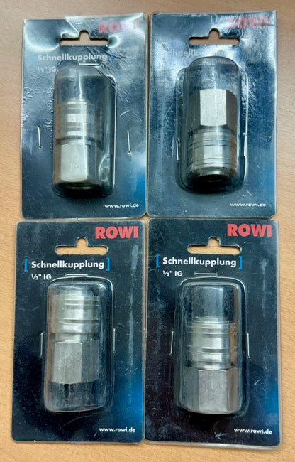 4er Set Rowi Schnellkupplung 1/2" IG Druckluftzubehör Verbindungsstück