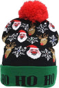 LED Licht Mütze Ho Ho Ho Weihnachtsmütze Weihnachten Bommel Strickmütze Nikolaus