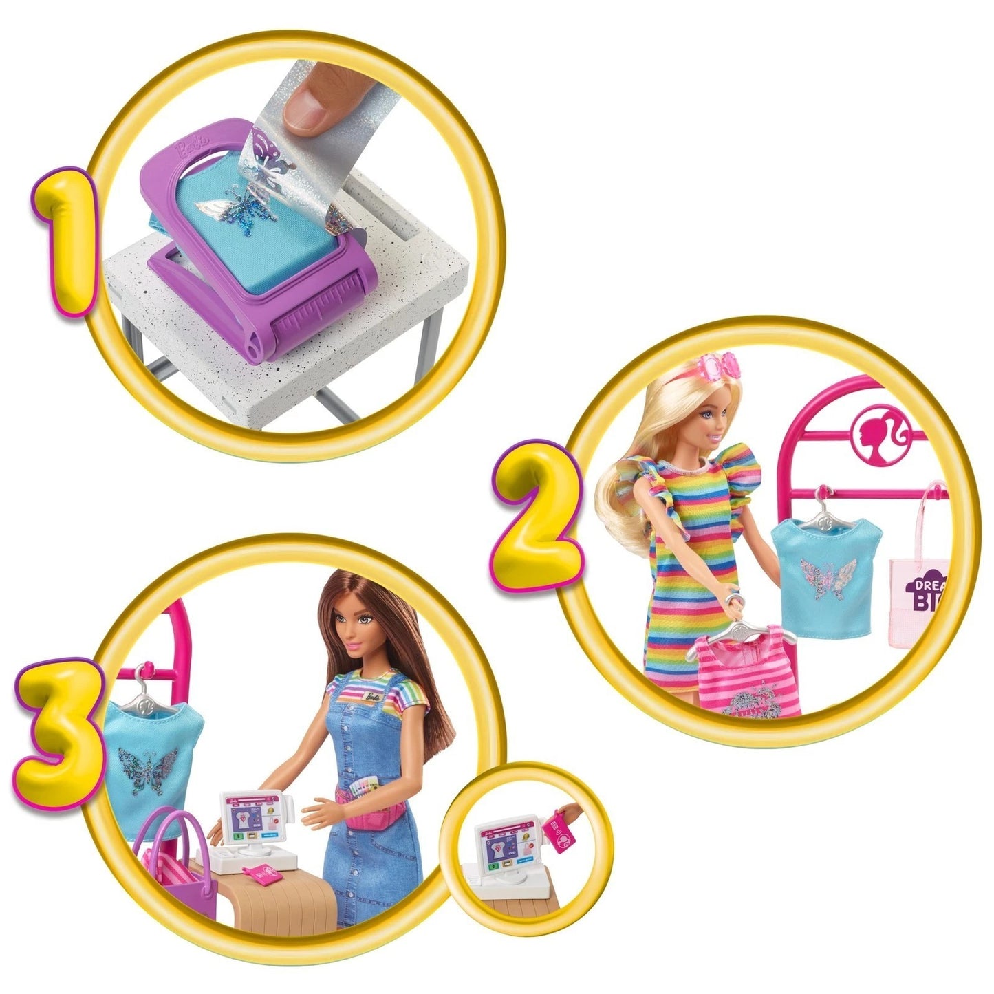 Mattel HKT78 Barbie Mode Boutique Spielset Kreativität und Spaß in der Modewelt