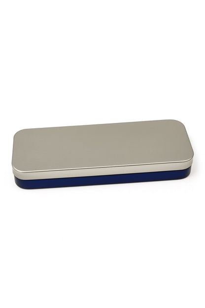 5er Set Stiftebox Silber Blau Federmäppchen Stiftedose Blechdose Stifte Schule