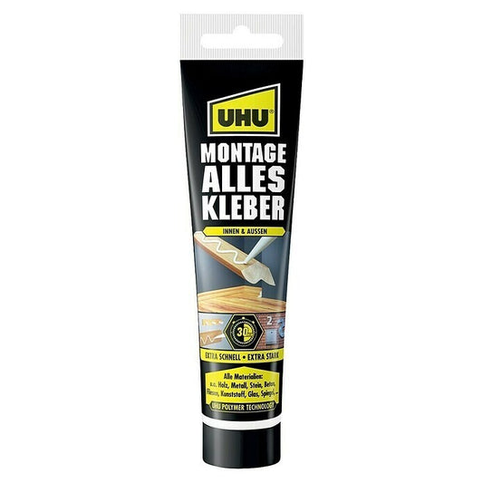 UHU Montagekleber 165g Innen Außen Stark Schnell Baukleber Weiß Lösemittelfrei