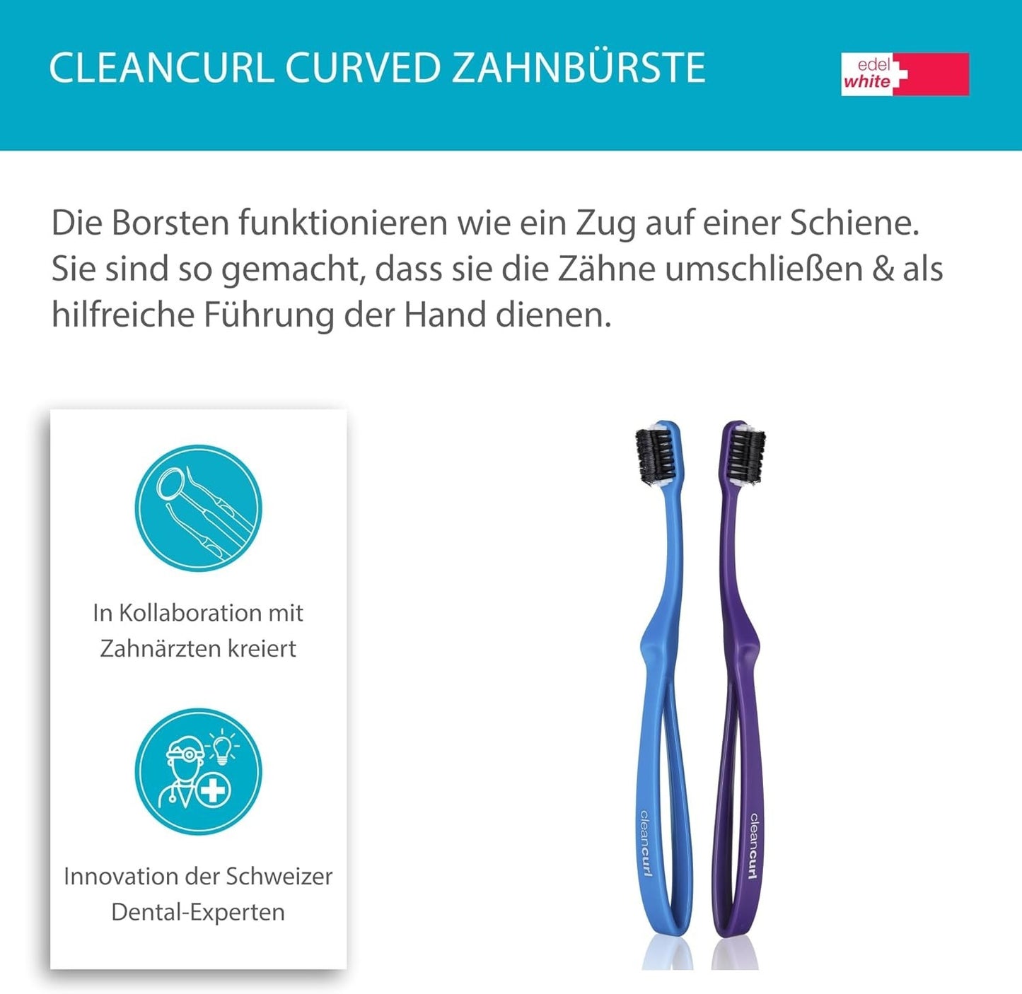 2x edel white Zahnbürste Soft Curl Implant & Gum Care Zahnbürsten Curled Zähne