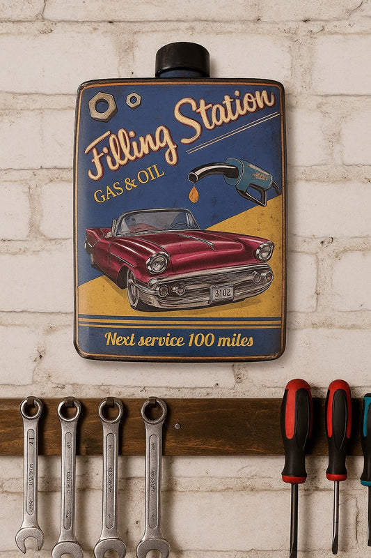 Blechschild Filling Station Tanken Auto Deko Schild Werkstatt 35 x 25 cm Retro