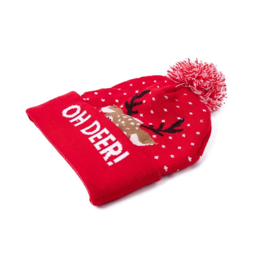 3er Set LED Mütze Oh Deer & Rentier & Tanne Weihnachtsmütze Mützen Weihnachten