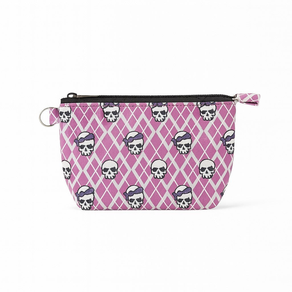 Geldbeutel Pink mit Totenkopf Skull Geldbörse Portemonnaie Rockabilly Punk Gothic Rock
