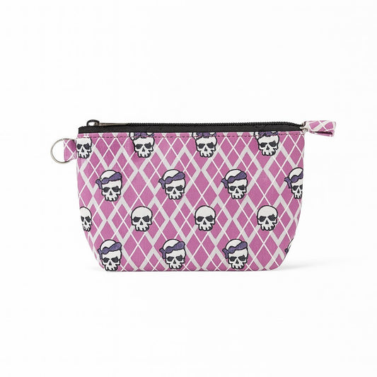 Geldbeutel Pink mit Totenkopf Skull Geldbörse Portemonnaie Rockabilly Punk Gothic Rock