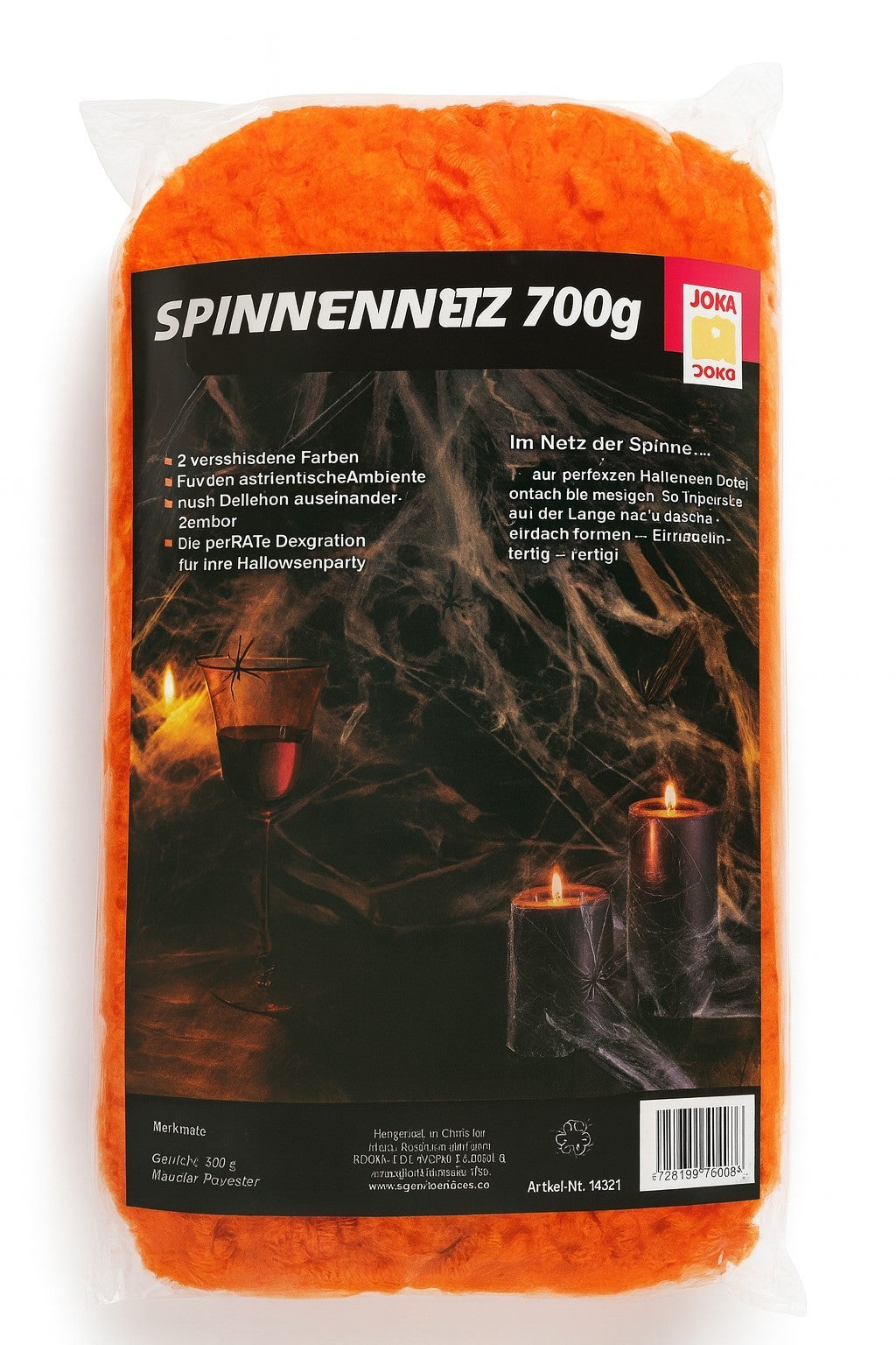 Spinnennetz Orange 700g Netz Halloween Party Dekoration Spinnenweben Grusel