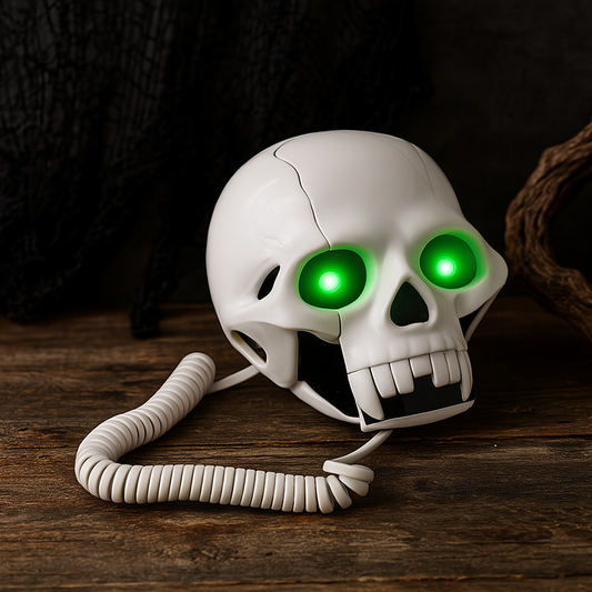 Telefon Vampir Totenkopf Skull Weiß Telephone Festnetz Schnurgebunden Festnetztelefon