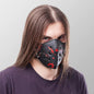 Maske Schwarz Leder mit Spikes Blood Shot Halbmaske Gesichtsmaske Horror Grusel