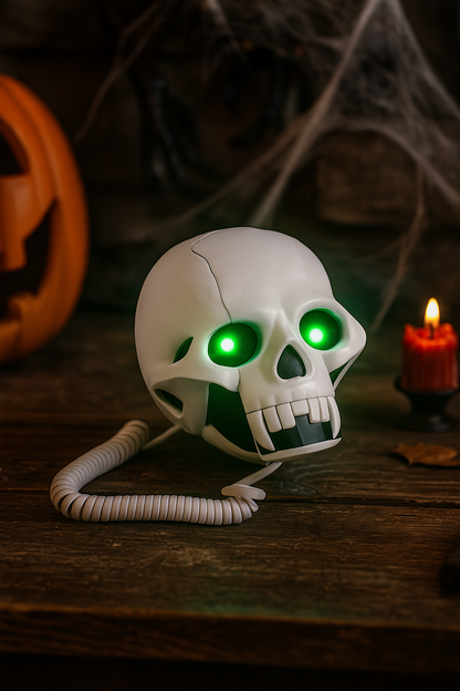 Telefon Vampir Totenkopf Skull Weiß Telephone Festnetz Schnurgebunden Festnetztelefon
