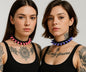 2er Set Halsband Pink & Lila Spikes Nieten Choker Punk Emo Rock Gothic Festival