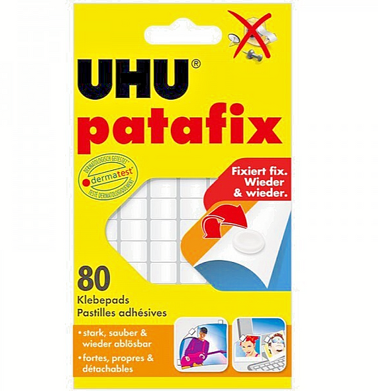 UHU Patafix Klebepads 80 Stück, weiß & wieder ablösbar