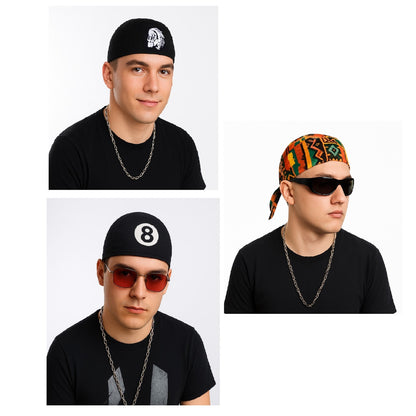 3er Set Bandanas Kopftuch Tuch Biker Rocker Unisex Stirnband Accessoire Freizeit