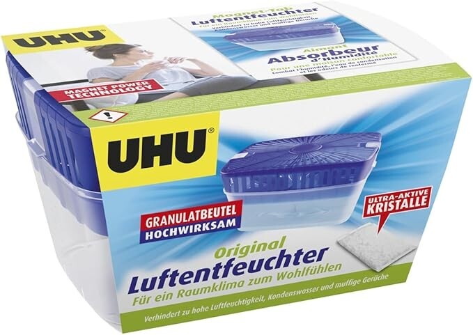 Uhu Original Luftentfeuchter 1000g Raum Feuchtigkeit Granulat Raumentfeuchter