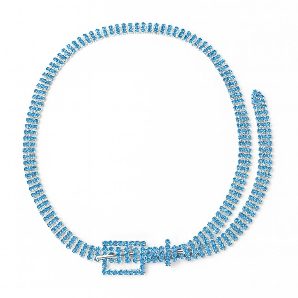 3er Set Gürtel/Bauchkette mit glitzer Steinen Strass lila blau grau Kette Taille