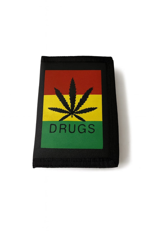 Geldbeutel Schwarz Drugs Geldbörse Portemonnaie Accessoires Hanfblatt Reggae