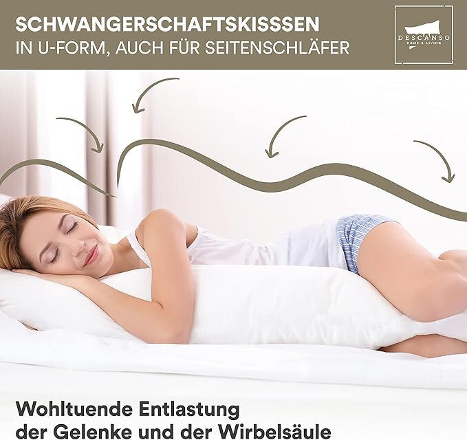 Schwangerschaftskissen mit Bezug Oeko-Tex Kissen Kopfkissen Schwangerschaft ergonomisch