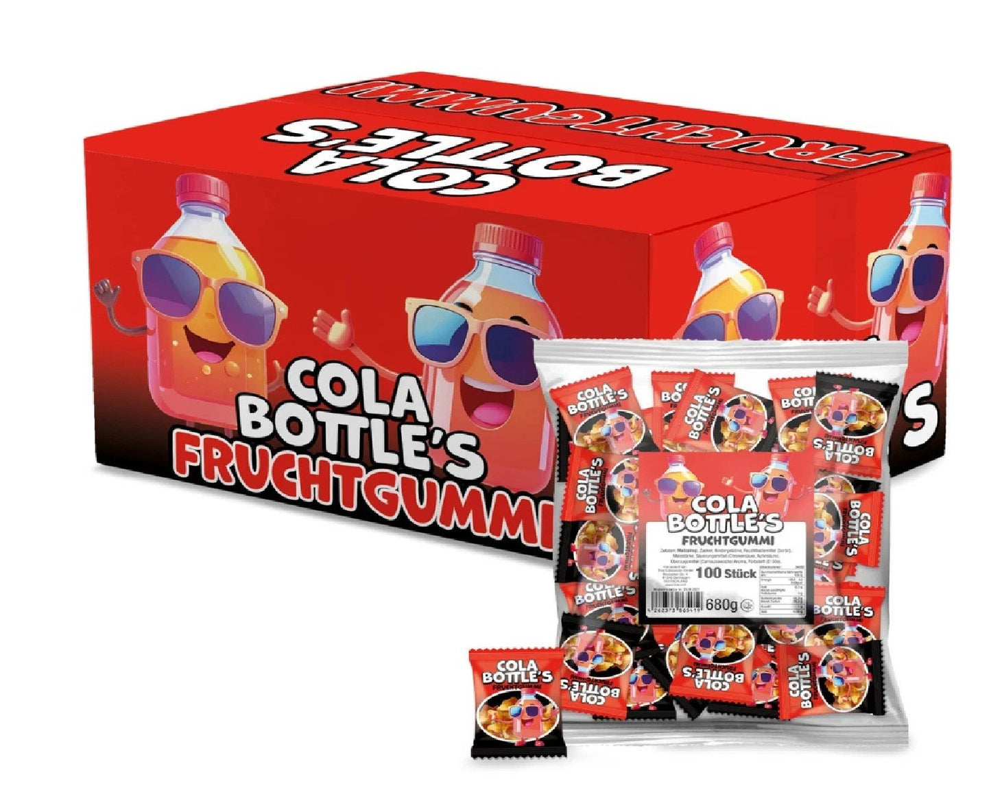 Karneval Kamelle Cola Flaschen 800 einzeln verpackt, perfekt als Wurfmaterial