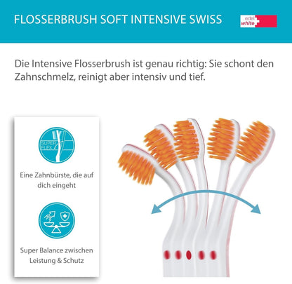 Original edel+white Zahnpflege Set – 4 Zahnbürsten + Zahnpasta + Zahnseide