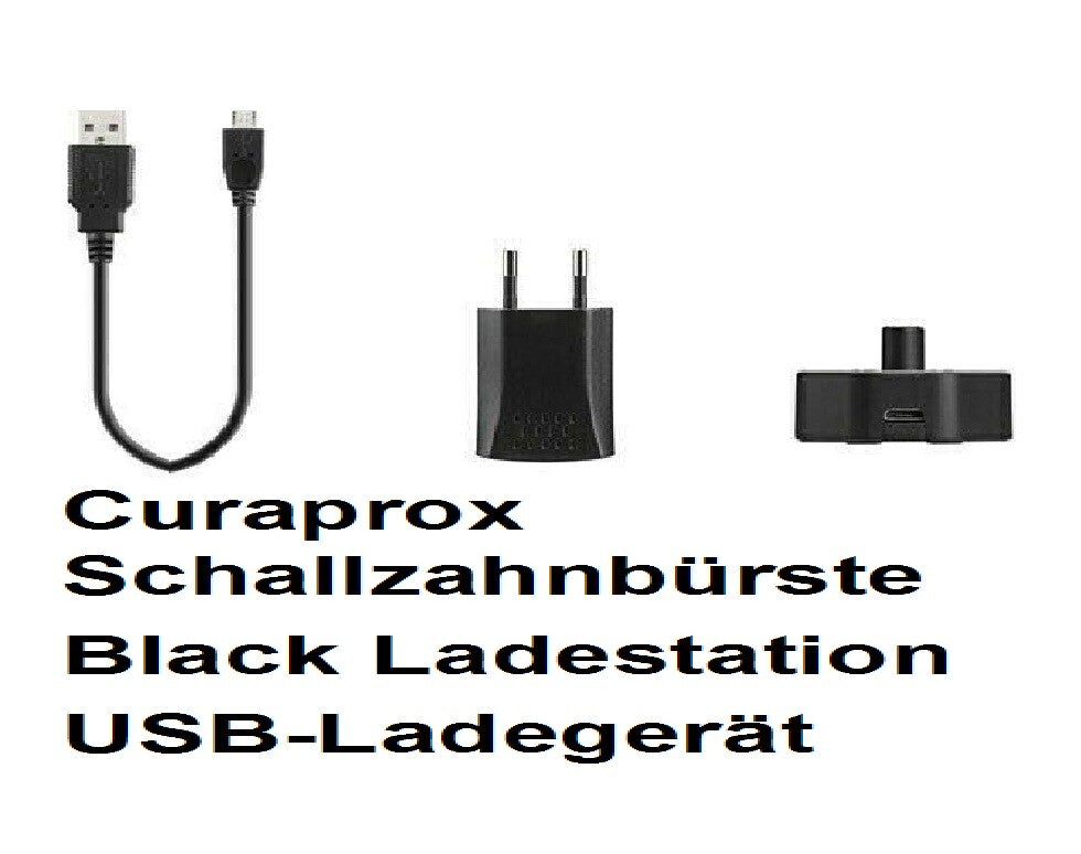 2 x Curaprox Schallzahnbürste  Black Ladestation USB-Ladegerät Urlaubs Reise Top