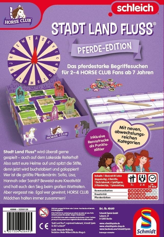 Schmidt 40649 Schleich Stadt Land Fluss Horse Club Kinderspiel Familienspiel