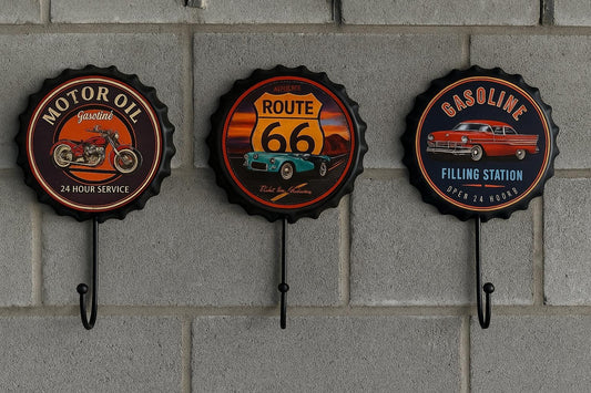 3er Set Blechschilder Kronkorken Metall Haken Wandhaken Kleiderhaken Retro Deko
