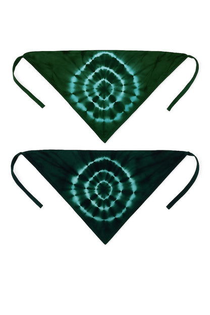 2er Set Bandana Kopftuch Dreieck Kopftuch Batik Grün Dreiecktuch Sommer Leicht Haarband