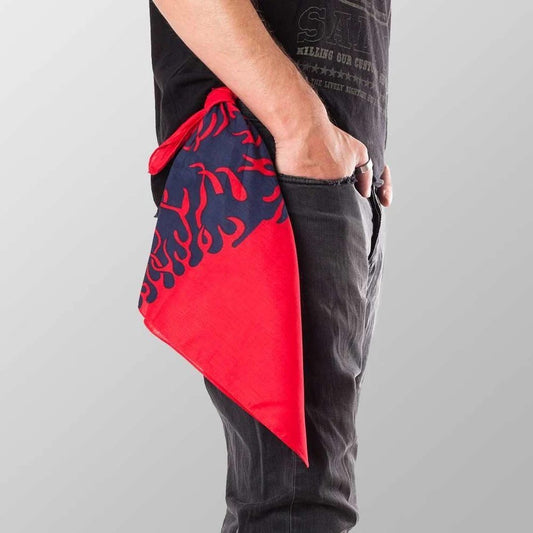 Bandana Halstuch Rot Flammen Accessoire Freizeit Tuch Biker Gothic Rock Kopftuch