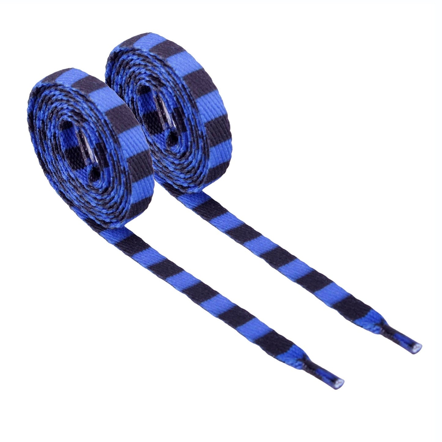 5 Paar Schnürsenkel Blau/Schwarz Gestreift Flachsenkel Senkel Sportschuhe 110 cm