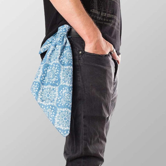 Bandana Kopftuch Halstuch Blau Paisley Accessoire Mode Freizeit Tuch Biker Baumwolle Rock