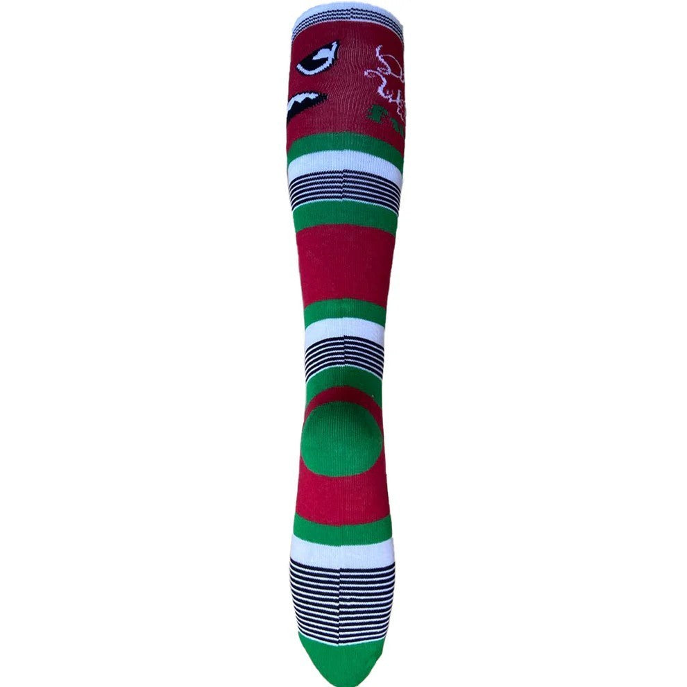 Socken Rot/Grün Monster Strümpfe Kniestrümpfe Baumwolle Kinder Unisex One Size