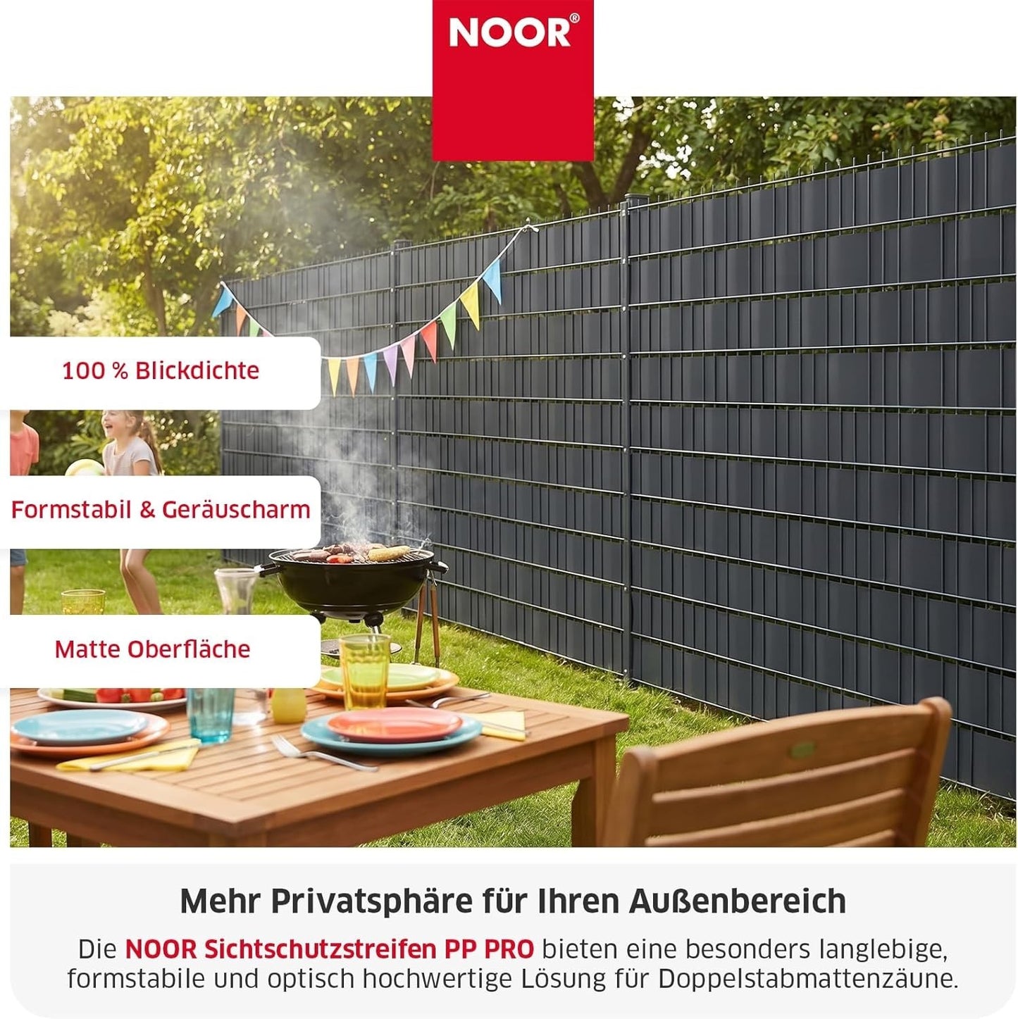 Zaunblende PP Pro Anthrazit f. Doppelstabgitterzäune 35m Sichtschutz Garten Zaun