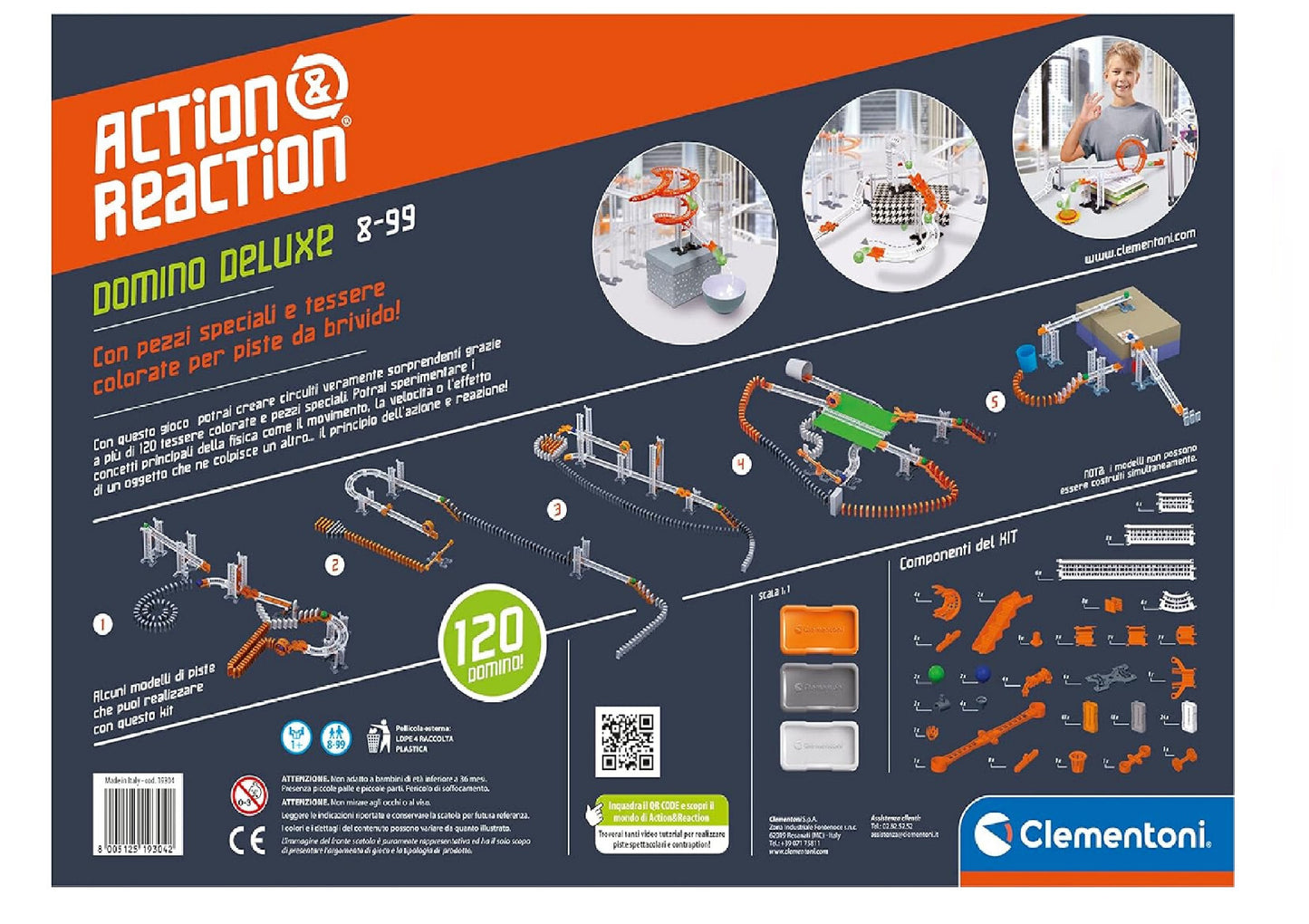 Clementoni - 19304 - Action & Reaction - Domino Deluxe - Bausatz, Kugelbahn