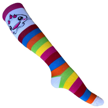 4er Set Overknee Socken bunt mit Monster Strümpfe Kniestrümpfe Baumwolle