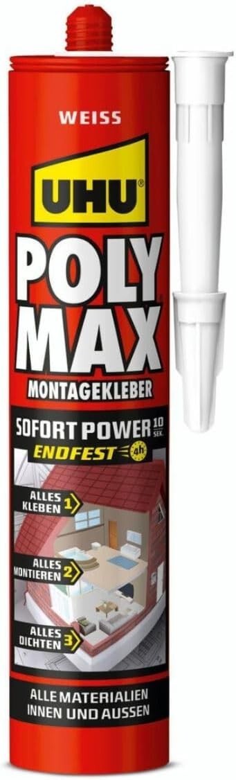 Uhu Poly Max Montagekleber weiss Sofort Power 440g Kleber Dichtstoff Bau Power
