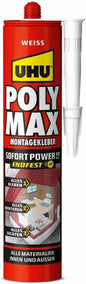 Uhu Poly Max Montagekleber weiss Sofort Power 440g Kleber Dichtstoff Bau Power