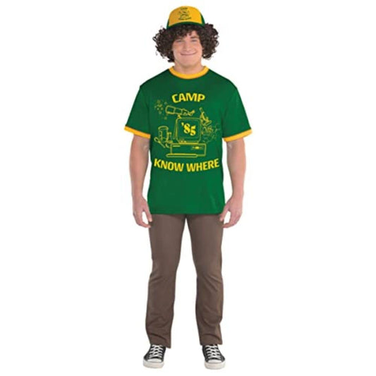 Amscan - Erwachsenenkostüm Dustin aus Stranger Things, T-Shirt, Basecap mit Perücke, Serie, Motto-Party, Karneval, Fasching
