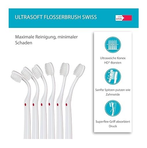 2x Edel+White Flosserbrush Ultrasoft Zahnbürsten | Konex HD Borsten für empfindliches Zahnfleisch & gründliche Zahnreinigung | Swiss Made
